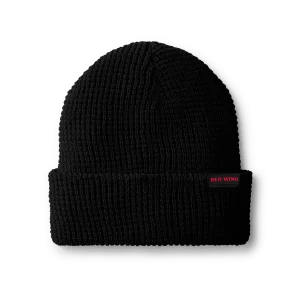 Waffle Knit Beanie  Unisex Waffle Knit Hat in Black