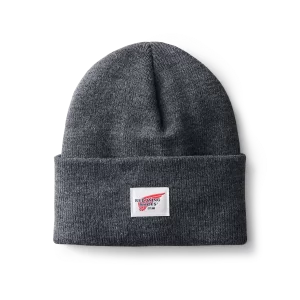 Logo Knit Beanie Hat  Unisex Knit Watch Hat in Dark Gray Heather