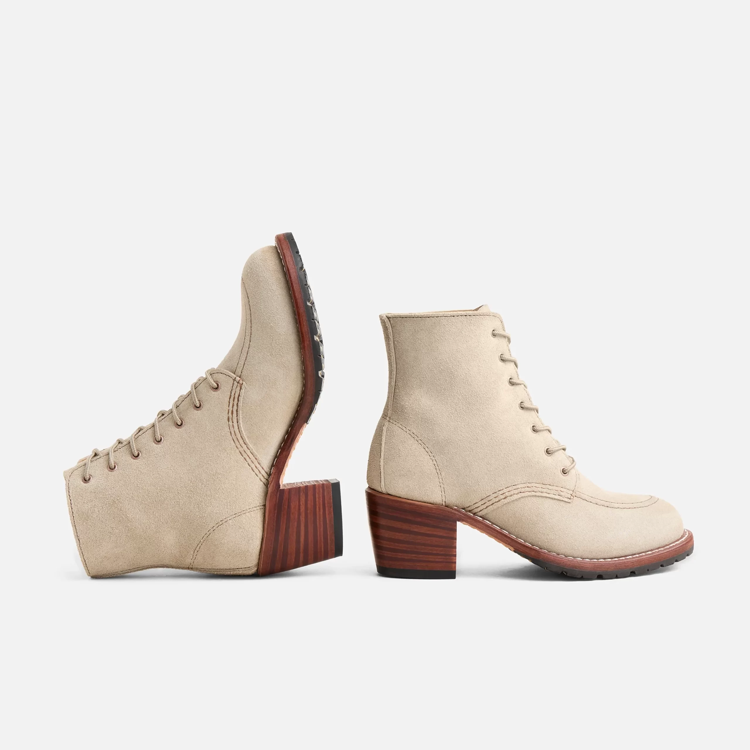 Clara Women's Heeled Boot in White Sand Mohave Leather - Image 7