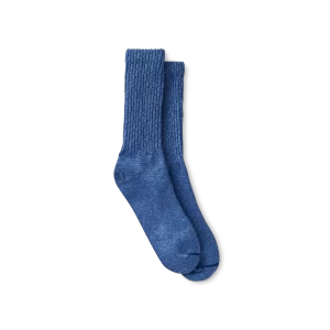 Cotton Blend Ragg Crew  Unisex Cotton Blend Ragg Crew Boot Socks in Over Dyed Navy/Blue Cotton Blend
