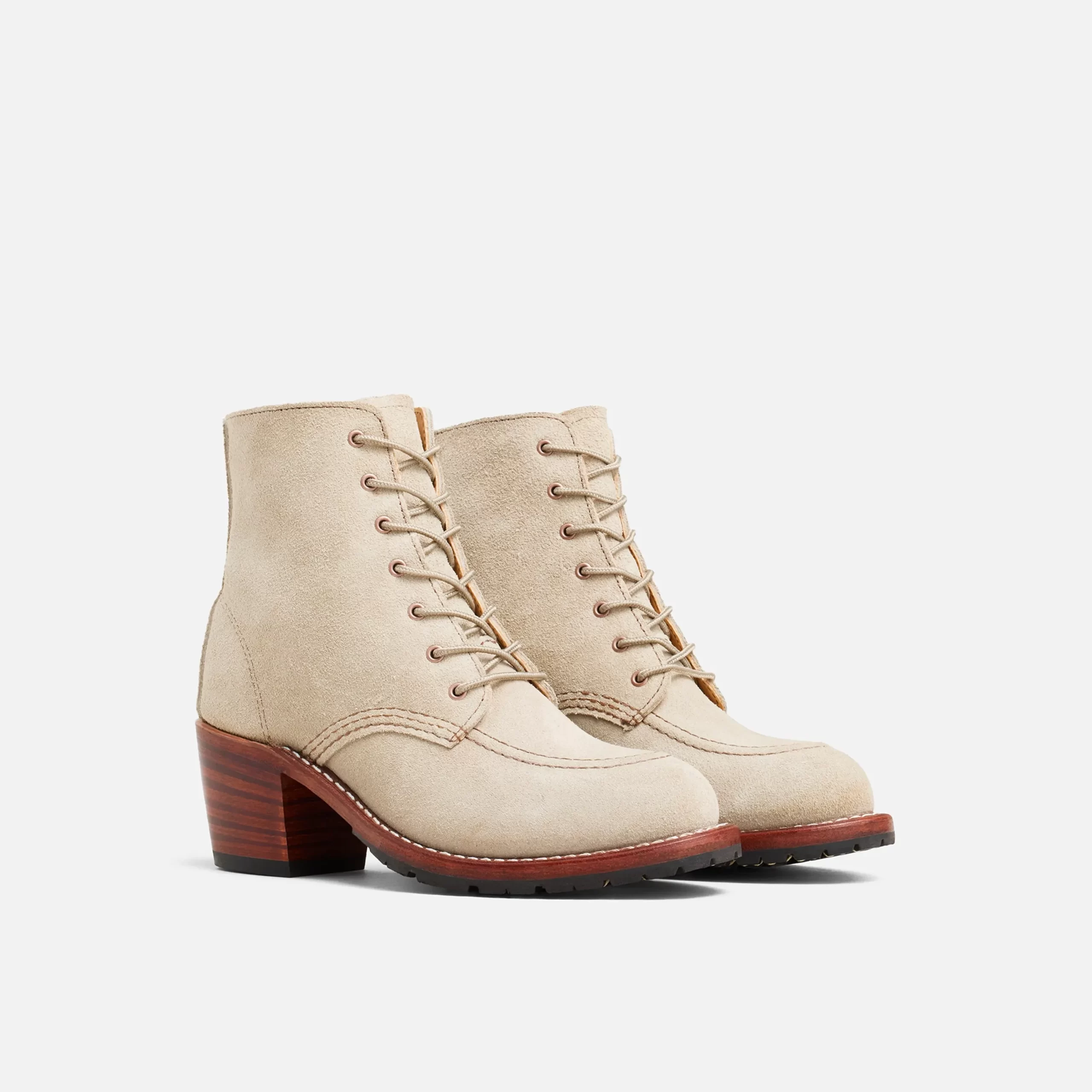 Clara Women's Heeled Boot in White Sand Mohave Leather - Image 3